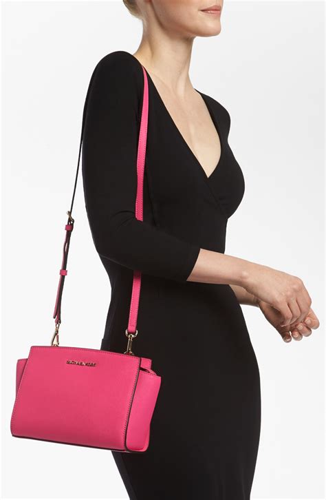 michael kors selma medium satchel fuchsia|selma leather satchel.